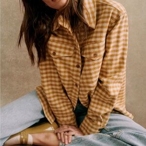 Sezane Yellow Plaid Button-Down Shirt NWT